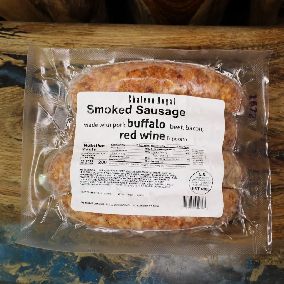 Smoked Bison Sausages with Red Wine